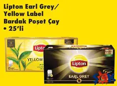 LİPTON EARL GREY/YELLOW LABEL BARDAK POŞET ÇAY 25'Lİ LİPTON EARL GREY/YELLOW LABEL BARDAK POŞET ÇAY 25'Lİ